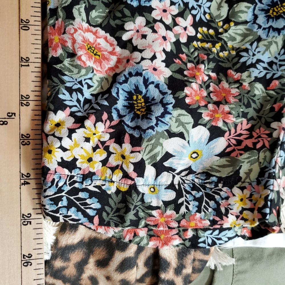 LOFT Floral Paperbag Waist Tie Front Tapered Pants Multi Color Womens Large - Picture 12 of 12